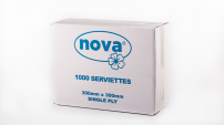 NOVA VIRGIN SERVIETTES 1PLY  300x300MM QTY PER BOX: 1000